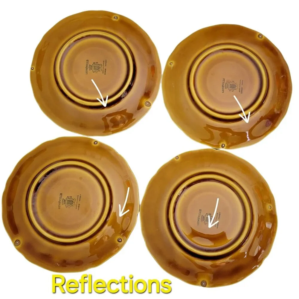 Amber Brown Ceramic Teacup and Saucer Set - 4-Piece